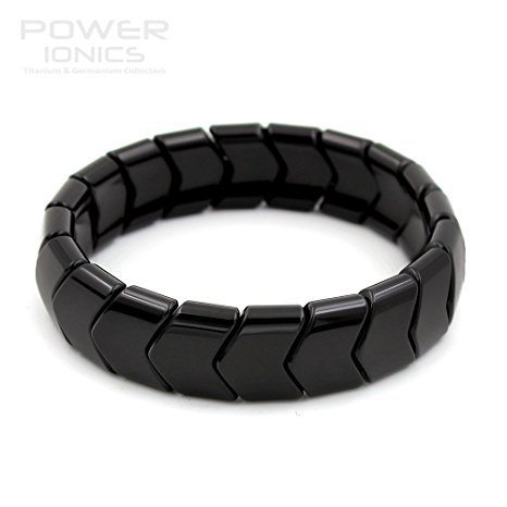 Power Health Ion Tourmaline Beads Stretch Bracelet Wristband Stretch (Black)