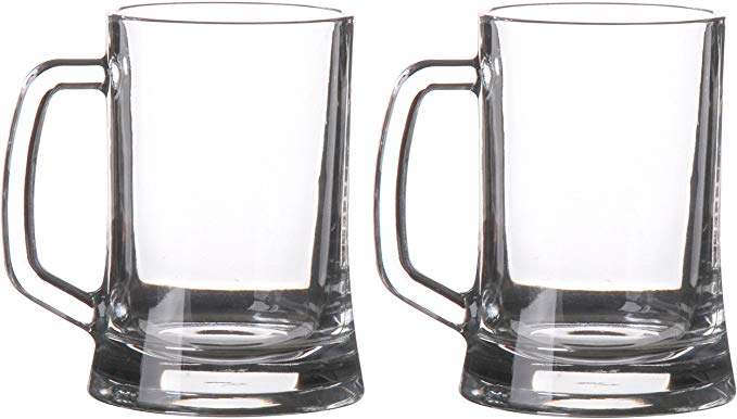 Pasabahce 2 Pack of Traditional German Tankards 500ml Stein Beer Lager Party Mug Glasses