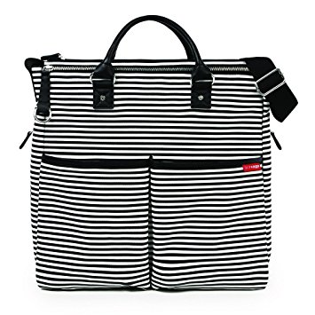 Skip Hop Duo Special Edition Carry All Travel Diaper Bag Tote with Multipockets, One Size, Black Stripe