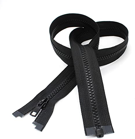 Vislon Zipper, YKK #5 Molded Plastic Separating Bottom 14" to 36" - Medium Weight (Select Length and Color) (Black, Length 16 inches)