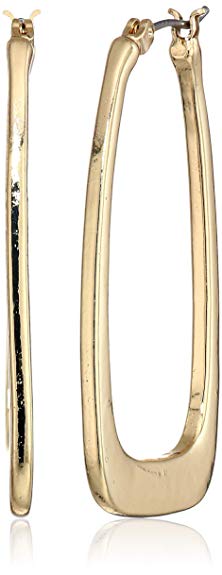 Nine West Women's Gold-Tone Large Geo Hoop Drop Earrings, Size 0