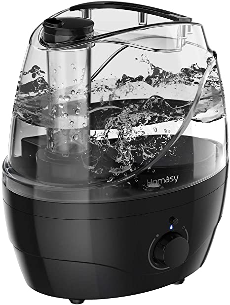 Homasy Cool Mist Humidifiers, 28dB Whisper-Quiet Humidifiers for Bedroom, Easy to Clean & Control Air Humidifier, Auto Shut-Off, 24H Work Time, Dark Black