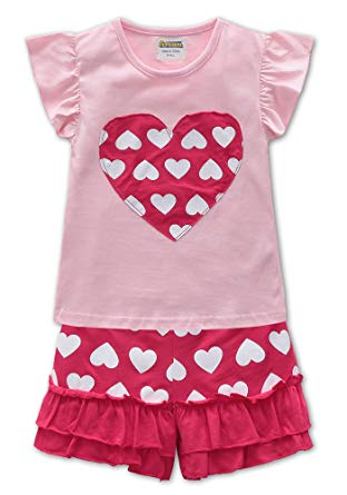 Fiream Baby Girl Outfits Cotton Cute Short Sleeve Clothing Set