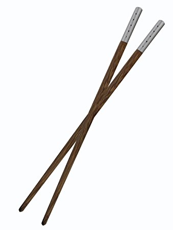 1 Pair Mozentea High Quality Totally Natural Wenge Wood Chopsticks CKZ01 (1 Pair Silver)