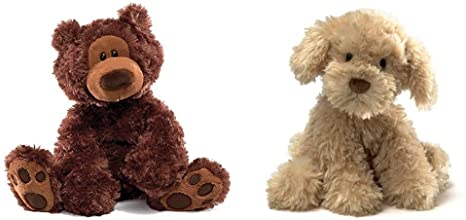 GUND Philbin Teddy Bear Stuffed Animal Plush, Chocolate Brown, 12" & Nayla Cockapoo Dog Stuffed Animal Plush, 10.5"
