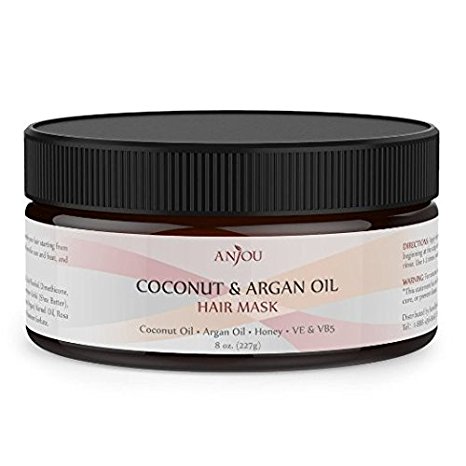 Anjou Argan Oil Hair Mask 8OZ, Hair Treatment, Deep Coconut Oil Conditioner for Dry Damaged Hair Color & Curly Treated Hair and Hair Loss