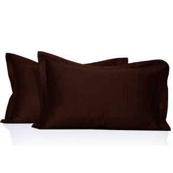 400 Thread Count 2 Pc Pillow Shams 100% Egyptian Cotton Solid Pattern All Size & Colors ( King , Chocolate)