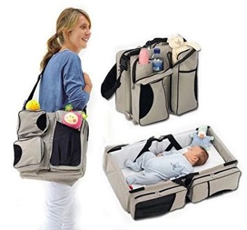 3 in 1 Diaper Bag - Travel Bassinet - Change Station - (Cream) - Multi-purpose #1 Baby Diaper Tote Bag Bed Nappy Infant Carrycot Crib Cot Nursery Portable Change Table Portacrib Boy Girl