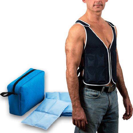 #1 Cool Vest by PolarGel - Our Phase Change Cooling Vest Offers Max Ventilation & Comfort - Adjustable Shoulder & Torso Straps - Includes 4 x Cool Packs & Insulated Case - Heat Stress Buster