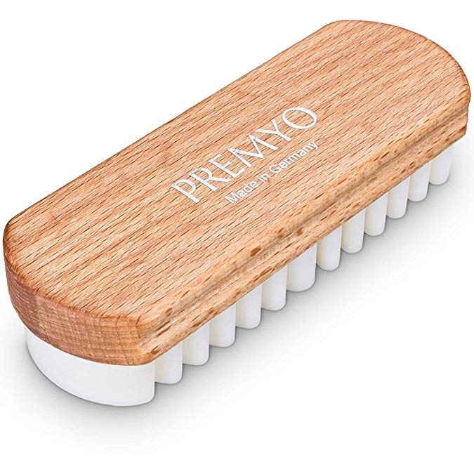 PREMYO Suede Shoe Brush for Gentle Care of Nubuck Velour Suede or Rough Leather Ideal Shoe Brush for Leather Shoes Soft Crepe Rubber Brush for a Careful Cleaning of All Sorts of Leather
