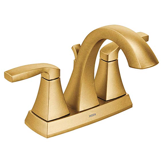 Moen 6901BG Voss Collection Two-Handle High Arc Centerset Bathroom Faucet, Brushed Gold