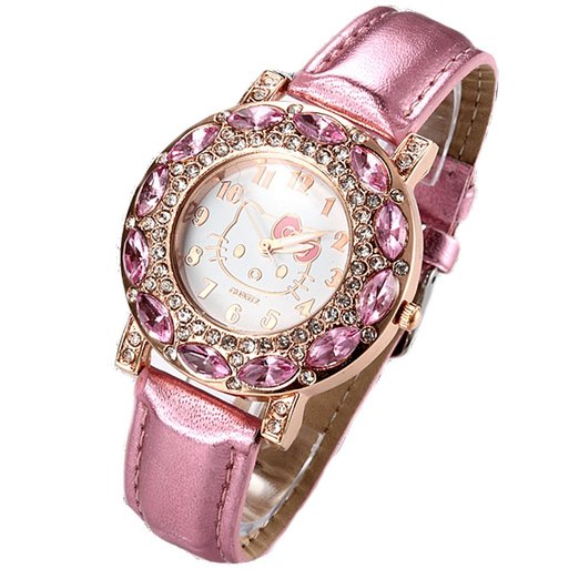 Crystal Watch Hello Kitty Pink Crystal Face Watch, HKW:1