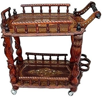Aarsun Hand-carved Wooden Service/ Bar Trolley by Aarsun Woods