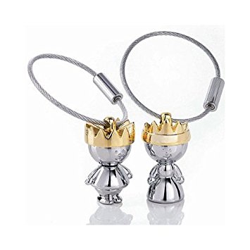 Maycom Little King & Little Queen Couple Keychain Creative Fashion Key Chain Ring Keyring Keyfob