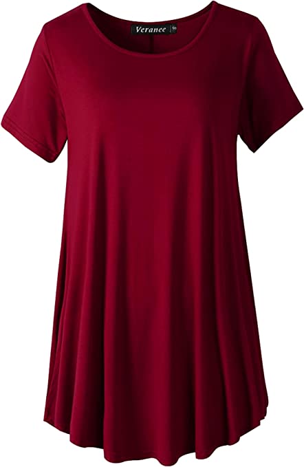 Veranee Women's Plus Size Swing Tunic Top 3/4 Sleeve Floral Flare T-Shirt
