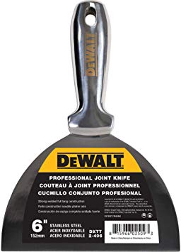 DEWALT 6" All Stainless Steel Joint Knife | One-Piece Premium Polished Metal Putty Blade | 2-406