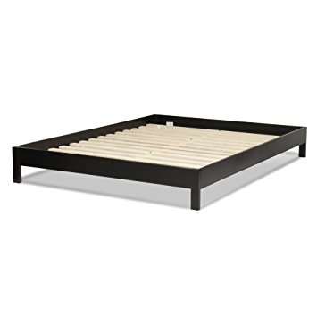 Murray Platform Bed with Wooden Box Frame, Black Finish, Queen