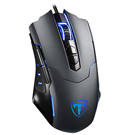 Gaming Mouse, [Newest Version] [7200 DPI] [Programmable] PICTEK Gaming Mice, Wired Computer Mouse with 7 Buttons, 16.8 Million Customized Breathing Light for Laptop/PC Game, Silver Grey