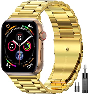 Marge Plus Compatible with Apple Watch Band 44mm 42mm 40mm 38mm,Stainless Steel Metal Compatible with iWatch Band SE & Series 6/5/4/3/2/1