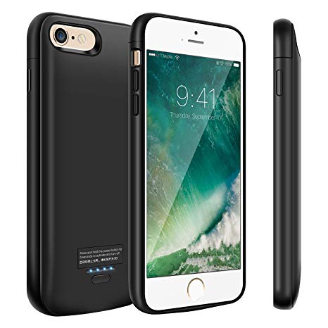 Battery Case for iPhone 6 Plus/6s Plus, Kunter 5500mAh Portable Charger Case, Rechargeable Extended Battery Charging Case for iPhone 6 Plus/6s Plus(5.5 inch)-Black