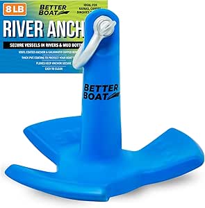 River Anchor 8lb Boat Anchor Mushroom Anchor 8 lb River Anchors for Boats Coated Anchor Marine Grade Pontoon or River Boats, Row Boat, Kayak, Jon Boat 8, 10 or 15 Foot Boat Anchors 12, 20 or 30 Pound