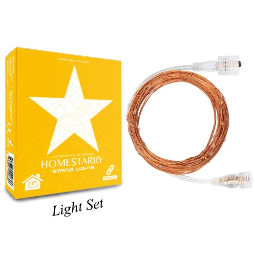 Homestarry Connectable Pro Copper Wire Strng Lights 33 Ft / 100 Warm White LED's