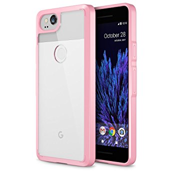 Trianium CLARIUM SERIES Case for Google Pixel 2 Phone (2017) Premium Pixel2 Case Clear Cover [Shock Absorption TPU   PC Back] Reinforced Corner Protective Bumper Cushion/Scratch Resistant -Pink/Clear