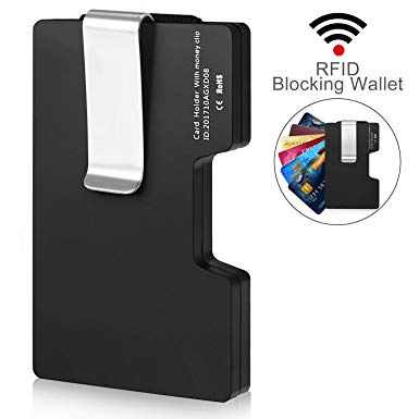 Minimalist Aluminum Slim Wallet Zonlicat RFID Blocking Money Clip Credit Card Case Holder for Cards and Driver's License