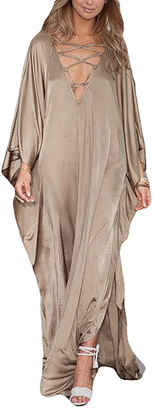 Bsubseach Women Beachwear Turkish Kaftans Long Swimsuit Cover up Caftan Beach Dress