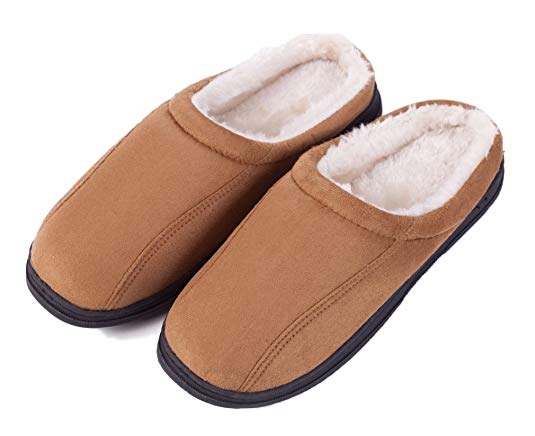 CareBey Men's Comfortable Winter Warm House Slip On Memory Foam Plush House Slippers