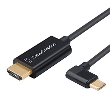 Angle USB-C to HDMI 4K ,CableCreation 6FT Type C (Thunderbolt 3 Compatible)to HDMI Cable,Compatible MacBook Pro,Macbook Air/Ipad Pro 2018,Mac Mini,Surface Book 2,Yoga 920/910,Samsung S9/S8, Black/1.8M