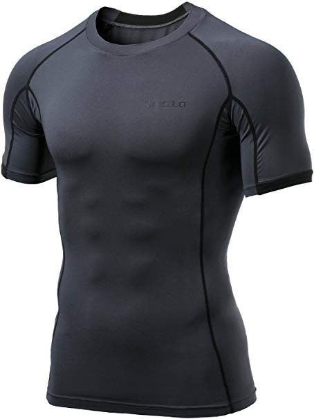 Tesla Men's Short Sleeve T-Shirt Cool Dry Compression Baselayer MUB13 Mesh MUB73