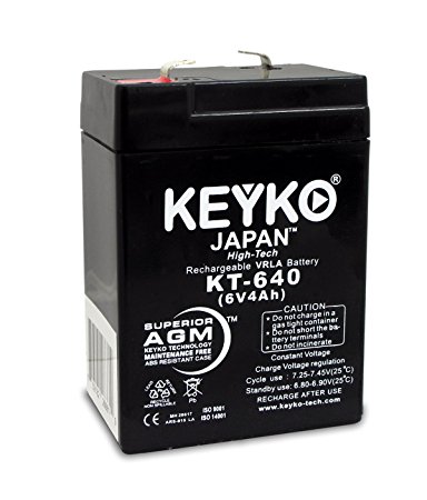 KEYKO ® Genuine KT-640 6V 4Ah Battery SLA Sealed Lead Acid / AGM Replacement - F1 Terminal