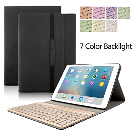 iPad 9.7 Keyboard Case,Dingrich Trifold PU Case Cover with Removable Magnetic Aluminum Bluetooth Keyboard for New iPad 9.7 inch (NOT for iPad Pro 9.7) (Black)