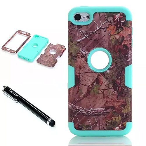 iPod Touch 6th Generation Case,Lantier Forest 3 Layers Verge Hybrid Soft Silicone Hard Plastic TUFF Triple Quakeproof Drop Resistance Protective Case Screen Protector Stylus Palm Branches/Green