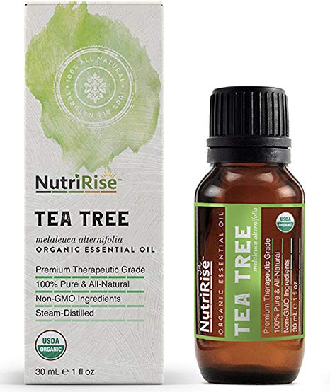 NutriRise USDA Certified Organic Tea Tree Essential Oil - Premium Therapeutic Grade - 30 mL