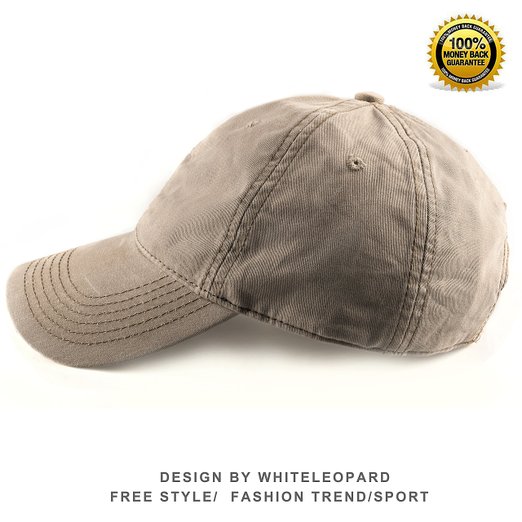 100% Cotton Baseball Cap - Unisex Plain Hat with Adjustable Velcro