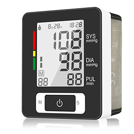 Digital Wrist Blood Pressure Monitor for Health Monitoring with 90 Readings Memory Function, 2-User, LCD Large Screen, Accurate Fast Reading, Adjustable Cuff- FDA Approved