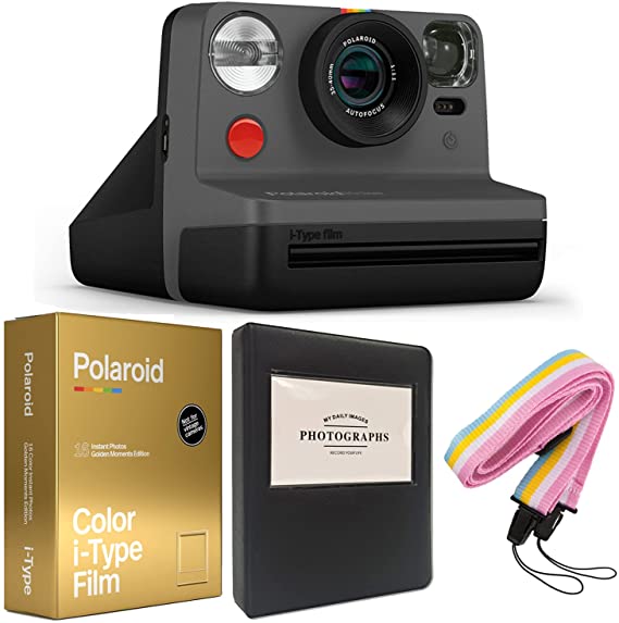 Polaroid Now I-Type Instant Camera - Black   Golden Moments Film - Holiday Everything Box Bundle