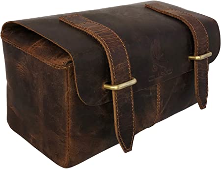 Genuine Buffalo Leather Unisex Toiletry Bag | Travel Dopp Kit | Leather Toiletry for Women | Dopp Kit for Men | Men Toiletry Bag | Women Travel Bag