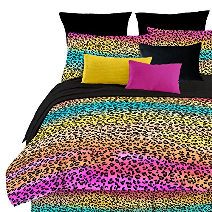Street 4-Piece Revival Rainbow Leopard Full Comforter Set, Multi