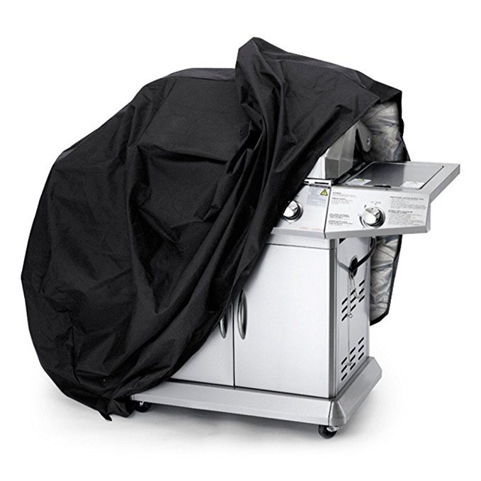 Awnic Gas Grill Cover Medium 58" Waterproof Barbeque Cover 210T Taffeta Anti-UV Coating -Black/Silver