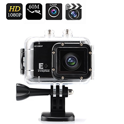 Evoplus E Full HD Sport Camera - 1080p 30 FPS 170 Degree Angle Lens Wrist Strap Remote Control Waterproof up to 30 Meters