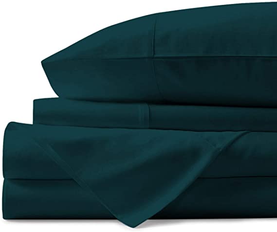 Mayfair Linen 100% Egyptian Cotton Sheets, Teal King Sheets Set, 800 Thread Count Long Staple Cotton, Sateen Weave for Soft and Silky Feel, Fits Mattress Upto 18'' DEEP Pocket