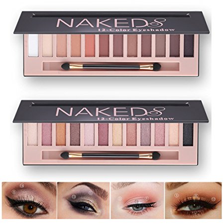 Makeup Naked Eyeshadow Palette 12 Color Natural Nude Matte Shimmer Glitter Pigment Eye Shadow Pallete Set Waterproof Smokey Professional Cosmetic Beauty Kit BESTLAND (2 PCS)