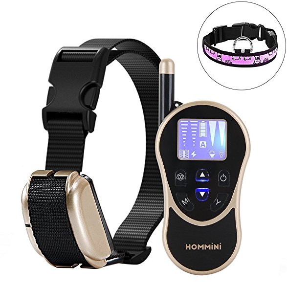 Hommini Dog Training Collar 880 Yards Remote Controll and Rechargeable Waterproof IPX7 Dog Shock Collar with 8 Levels Beep Vibration&1.5" LCD display,Shock Collar For All Size Dogs