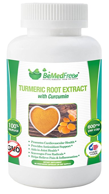 BeMedFree.com Turmeric Extract Capsules with Curcumin and BioPerine, 1200 mg (60-Count)