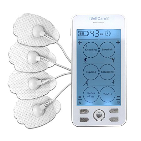 24 Modes Pain Relief Electrotherapy Device Best Back Sciatic Pain Relief, Portable Unit Handheld Palm Plus Digital Pulse Impulse Mini Micro Machine Smart Physical Pain Relief Electrotherapy Device Lifetime Warranty, FDA cleared HealthmateForever iSelfCare White