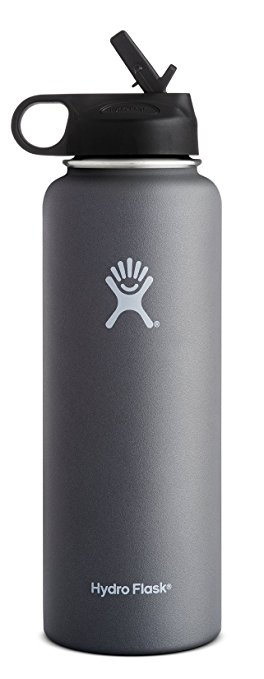 Hydro Flask Vacuum Insulated Stainless Steel Water Bottle, Wide Mouth w/Straw Lid