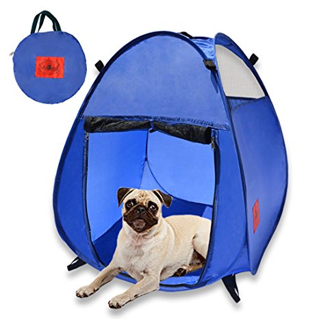 MyDeal Pop Up Pet House in a Bag for Portable Play Pen or Kennel Tent with 3 Net Windows and Zipper Door for Shade , Shelter and Safety . Perfect for Dog , Cat , Rabbit   More!